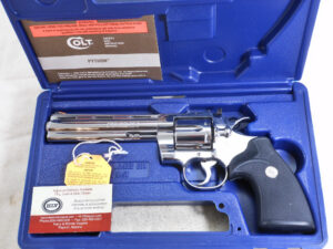 Colt Python In Nickel Finish New In Original Blue Plastic Box ITEM 3483